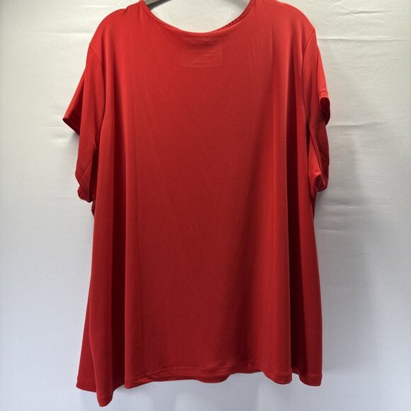 Susan Graver Women's Top Plus Size 3X Solid Red Square Neck Liquid Knit Pullover - Picture 2 of 7